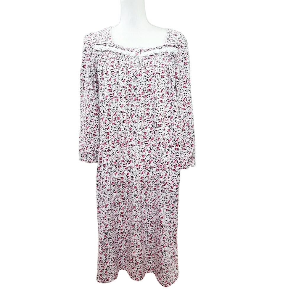 Eileen West Floral Cotton Nightgown M